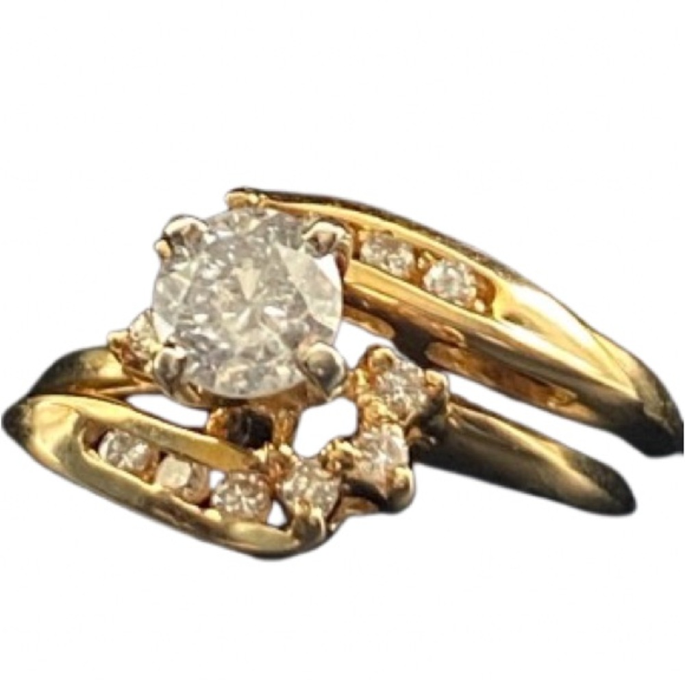 🌴 14-K Gold Wedding Band Set